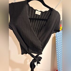 Wilfred Black Textured Wrap Blouse